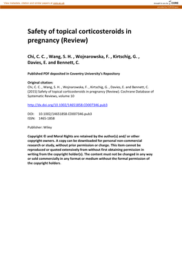 Safety of Topical Corticosteroids in Pregnancy (Review)