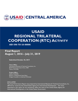 Usaid Regional Trilateral Cooperation (Rtc) Activity Aid-596-To-16-00006