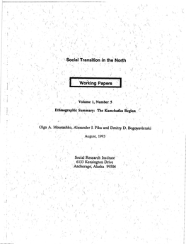 Social Transition in the North, Vol. 1, No. 5, August 1993