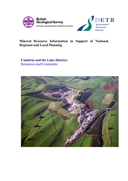 Mineral Resources Report for Cumbria and the Lake District