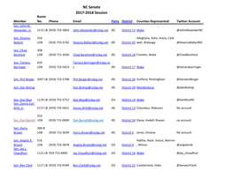 NC Senate 2017-2018 Session Room Member No