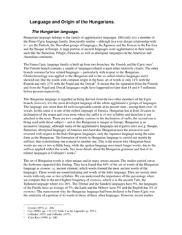 Language and Origin of the Hungarians