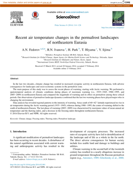 Recent Air Temperature Changes in the Permafrost Landscapes of Northeastern Eurasia