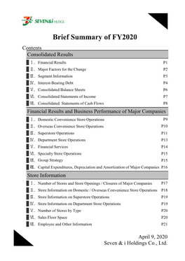 Brief Summary for the Fiscal Year Ended February 29, 2020