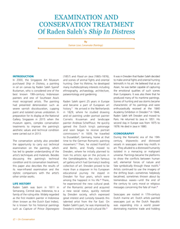 EXAMINATION and CONSERVATION TREATMENT of Raden Saleh’S Ship in Distress by Damian Lizun, Conservator (Paintings)