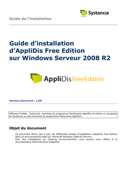 Guide D'installation D'applidis Free Edition Sur Windows