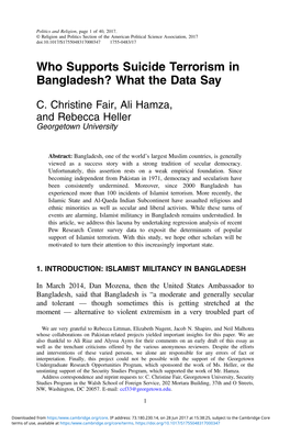 Who Supports Suicide Terrorism in Bangladesh? What the Data Say