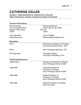 Catherine Keller CV