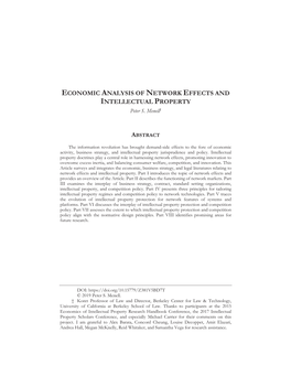 ECONOMIC ANALYSIS of NETWORK EFFECTS and INTELLECTUAL PROPERTY Peter S