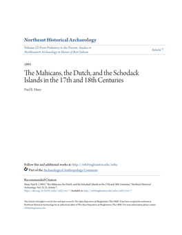 The Mahicans, the Dutch, and the Schodack Islands in the 17Th and 18Th Centuries