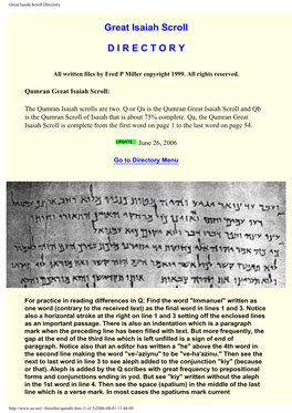 Great Isaiah Scroll Directory
