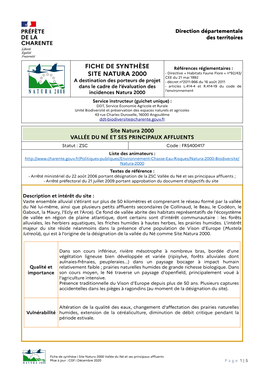 Fiche De Synthèse Site Natura 2000