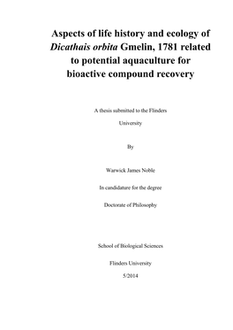 Dicathais Orbita Gmelin, 1781 Related to Potential Aquaculture for Bioactive Compound Recovery