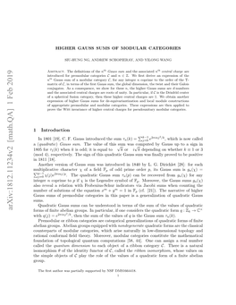 Higher Gauss Sums of Modular Categories Are Closely Related to the Frobenius-Schur In- Dicators