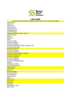 Seeler Product List Alphabetical