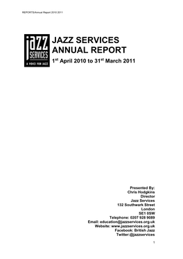 Jazz Services Annual Report 2010-2011