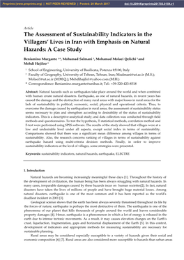 The Assessment of Sustainability Indicators in the Villagers’ Lives in Iran with Emphasis on Natural Hazards: a Case Study