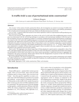 Is Truffle Brûlé a Case of Perturbational Niche Construction? Gilberto Bragato CRA