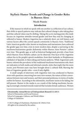Stylistic Humor Trends and Change in Gender Roles in Buenos Aires
