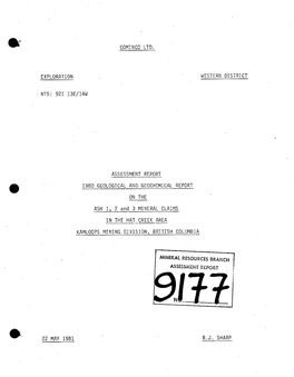 Cominco Ltd. Exploration Assessment Report 1980