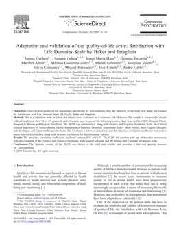 Satisfaction with Life Domains Scale by Baker and Intagliata