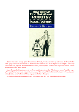 Asimov Traces the History of the Development of Robots from The