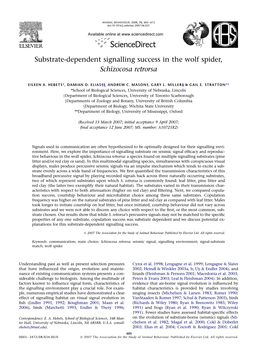 Substrate-Dependent Signalling Success in the Wolf Spider, Schizocosa Retrorsa