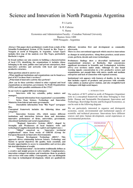 Science and Innovation in North Patagonia Argentina