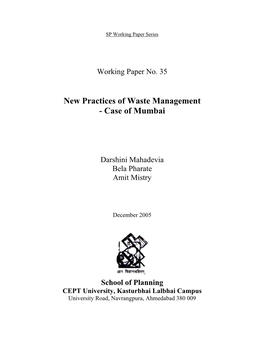 New Practices of Waste Management - Case of Mumbai