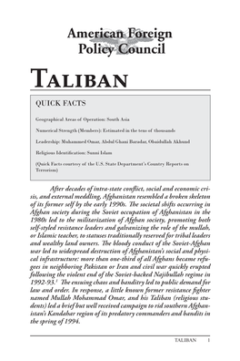 Taliban Quick Facts