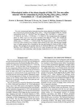 Mineralogical Studies of the Nitrate Deposits of Chile: YII