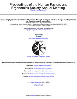 Supporting System-Centered View of Operators Through Ecological