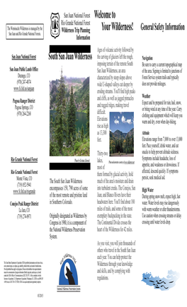 Trip Planning Information South San Juan Wilderness