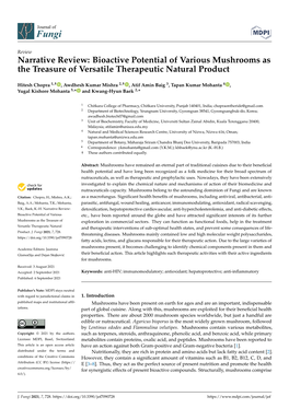 Narrative Review: Bioactive Potential of Various Mushrooms As the Treasure of Versatile Therapeutic Natural Product