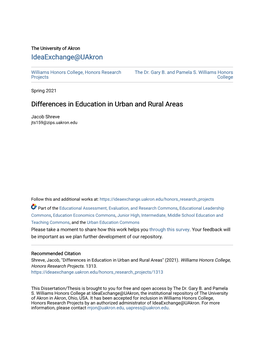 Differences in Education in Urban and Rural Areas