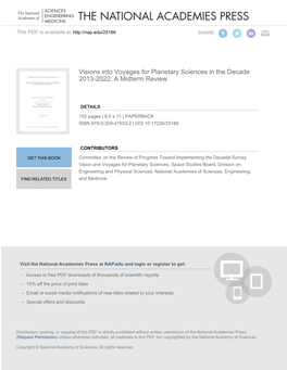 Visions Into Voyages for Planetary Sciences in the Decade 2013-2022: a Midterm Review