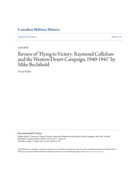 Flying to Victory: Raymond Collishaw and the Western Desert Campaign, 1940-1941