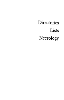 Directories Lists Necrology List of Abbreviations