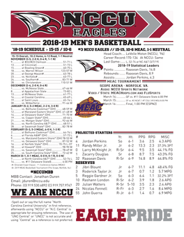 NCCUMBB 2019 MEAC Tournament.Indd