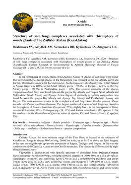 Structure of Soil Fungi Complexes Associated with Rhizosphere of Woody Plants of the Zailisky Alatau (Kazakhstan)