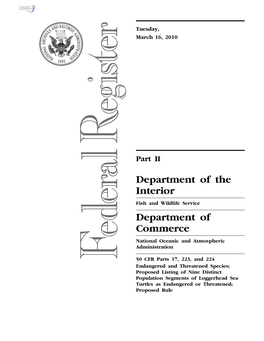 Department of the Interior Department of Commerce