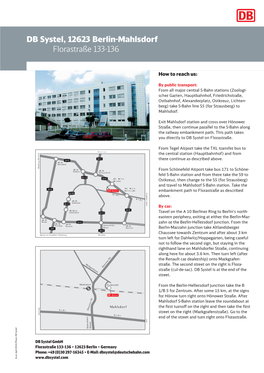 DB Systel, 12623 Berlin-Mahlsdorf Florastraße 133-136