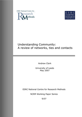 Understanding Community: a Review of Networks, Ties and Contacts