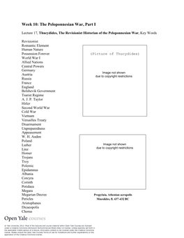 Peloponnesian War I, Key Words