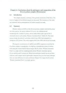 Chapter 6. Conclusions About the Phylogeny and Composition of the Drosera Peltata Complex (Droseraceae)