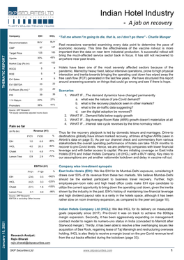 Indian Hotel Industry - a Jab on Recovery