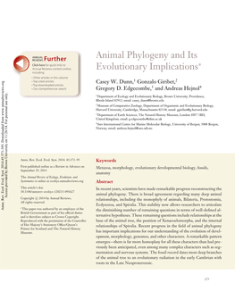 Animal Phylogeny and Its Evolutionary Implications∗