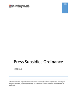 Press Subsidies Ordinance