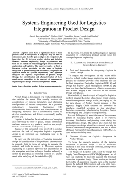 Systems Engineering Used for Logistics Integration in Product Design