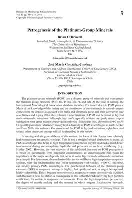 Petrogenesis of the Platinum-Group Minerals